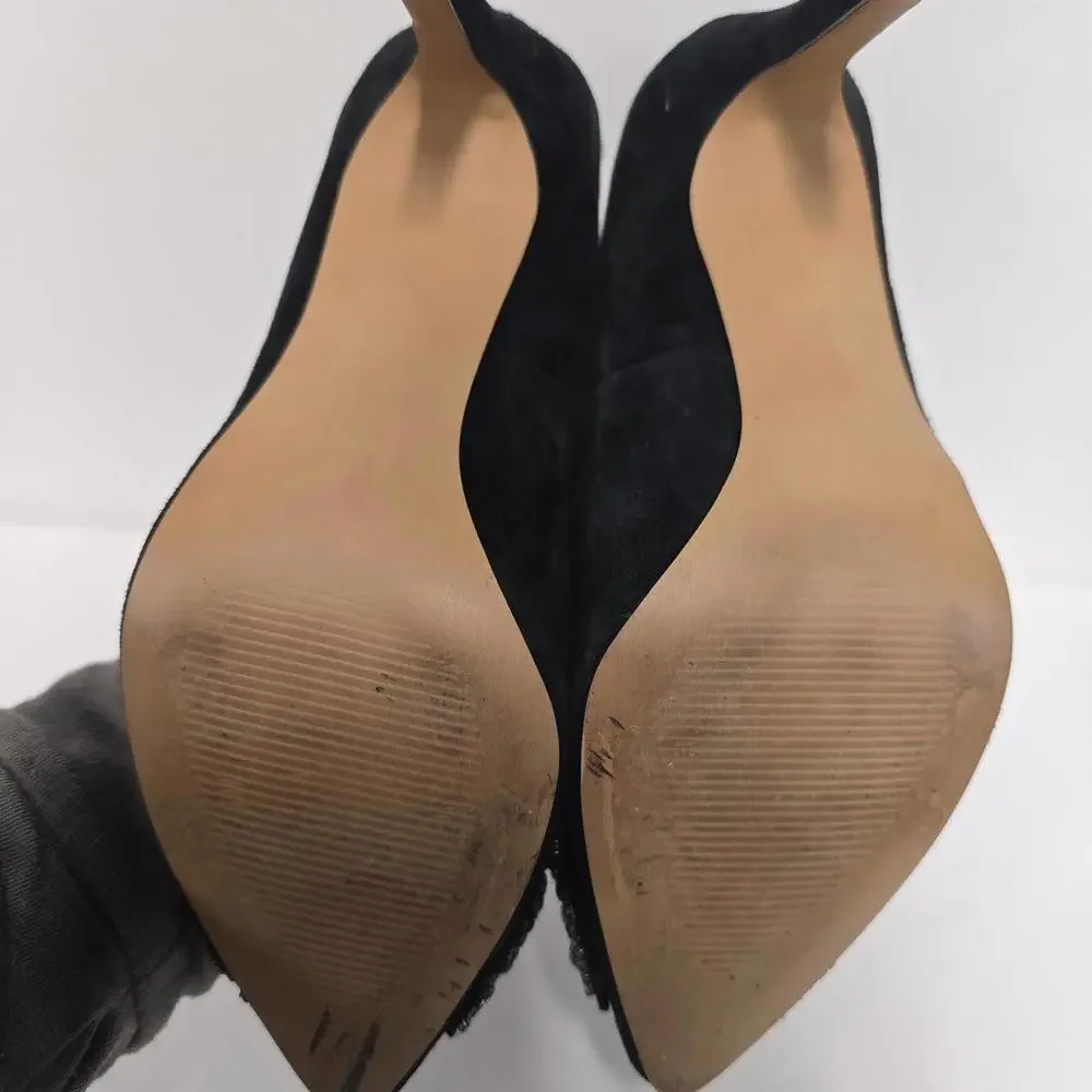 Audrey Brooke‎ Black Suede Heels with Bejeweled Bow 6M - Picture 7 of 7